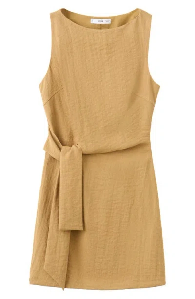 Mango Side Tie Minidress In Brown