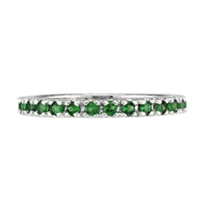 Allurez Emerald Semi-eternity Band Stackable Ring In Green