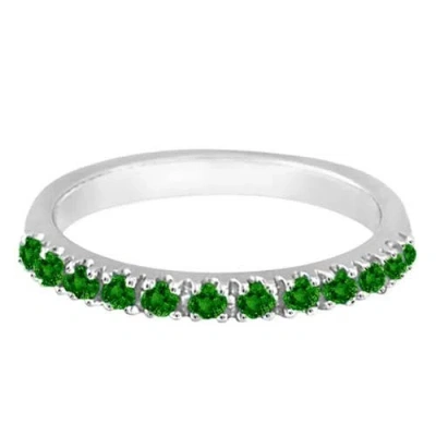 Allurez Emerald Semi-eternity Band Stackable Ring In Green