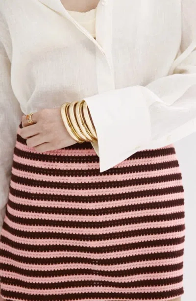 Mango Stripe Knit Miniskirt In Red