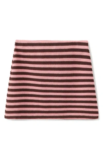 Mango Stripe Knit Miniskirt In Red