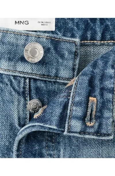 Mango Cutoff Denim Shorts In Blue