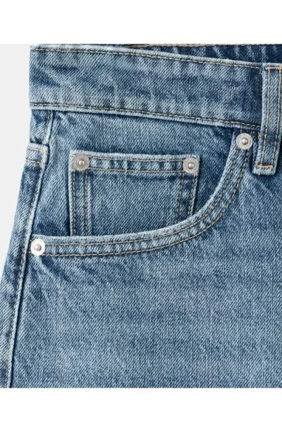 Mango Cutoff Denim Shorts In Blue