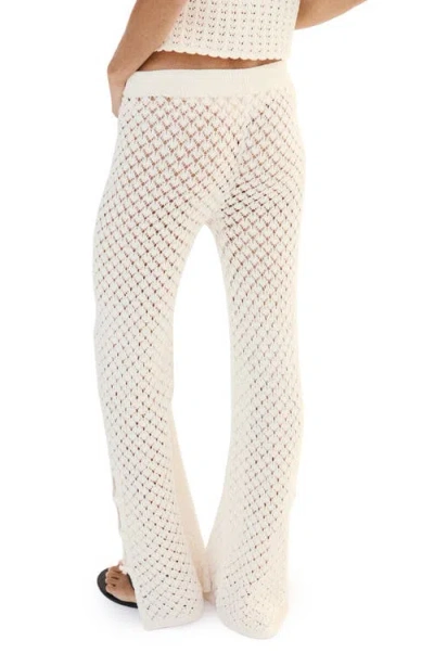 Mango Openwork Knit Pants In White