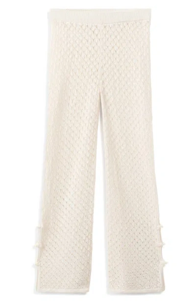 Mango Openwork Knit Pants In White