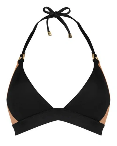 Ta3 Tie-back Triangle Bikini Top In Black