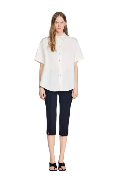 Sandro Pleated-back Oversized Shirt In White