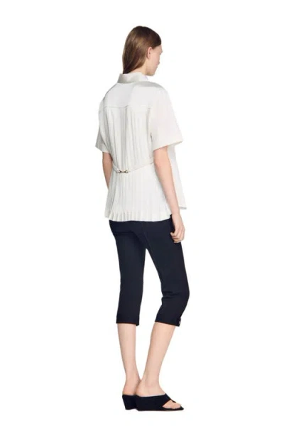 Sandro Pleated-back Oversized Shirt In White