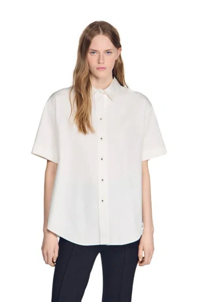 Sandro Pleated-back Oversized Shirt In White