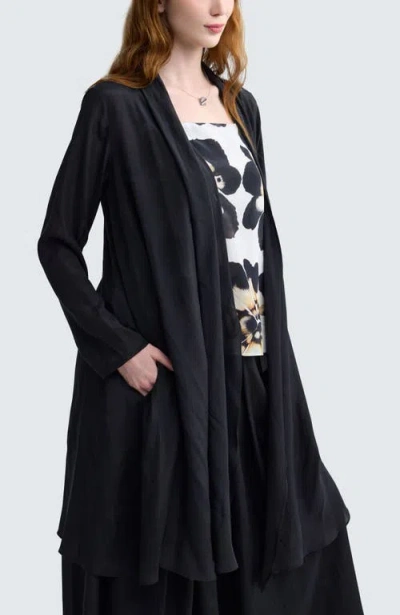 Luukaa Vivelle Shawl Collar Open-front Duster In Black