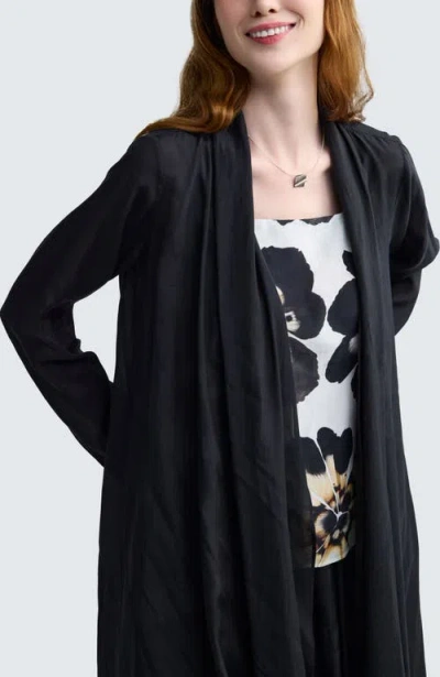 Luukaa Vivelle Shawl Collar Open-front Duster In Black