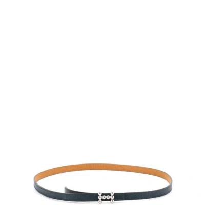 Pre-owned Hermes  Hermes Bubble Reversible Belt Leather Thin In Blue