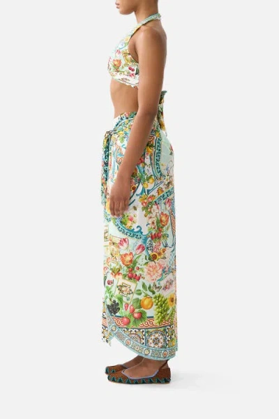 Camilla Layered Long Sarong W Tie Front In Multi