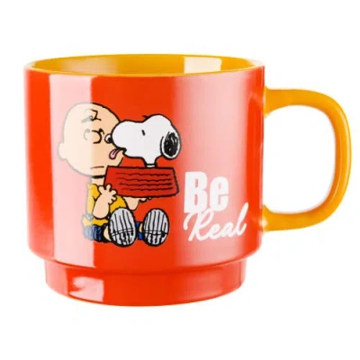 Peanuts Snoopy Stackable Stoneware Mug Set With Rack In Multi