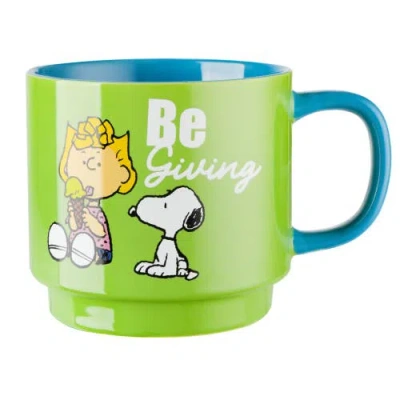Peanuts Snoopy Stackable Stoneware Mug Set With Rack In Multi