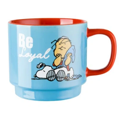 Peanuts Snoopy Stackable Stoneware Mug Set With Rack In Multi