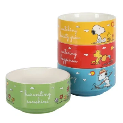 Peanuts Snoopy's Garden Patch Stackable Stoneware Bowl Set In Multi