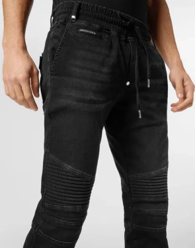 Philipp Plein Denim Jogging Trousers Basic Men In Black