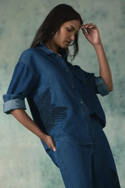 Hudson Jeans Oversized Button Down Shirt In Blue