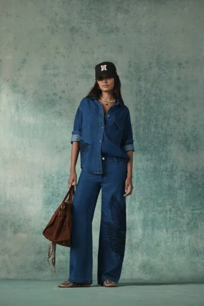 Hudson Jeans Oversized Button Down Shirt In Blue