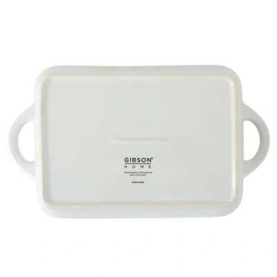 Gibson Home Gracious Dining Rectangular Stoneware Baking Dish With Handles In White