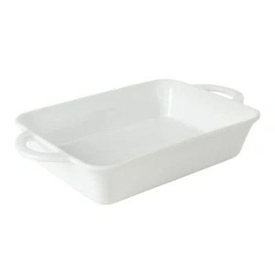 Gibson Home Gracious Dining Rectangular Stoneware Baking Dish With Handles In White