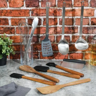 Babish 11-piece Wood And Silicone Kitchen Tool Set In Multi