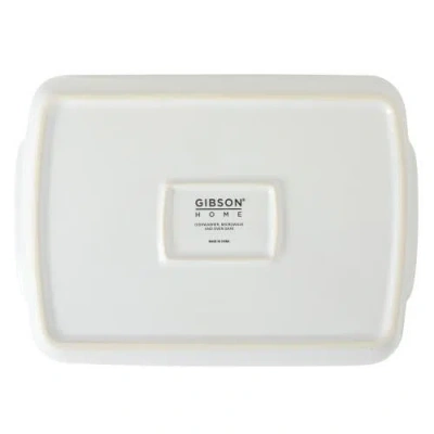 Gibson Home Gracious Dining Covered Stoneware Baking Dish In White