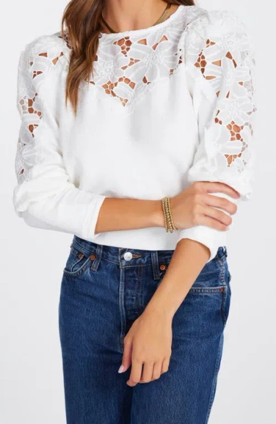 Bishop + Young Flora  Texture Pullover In White