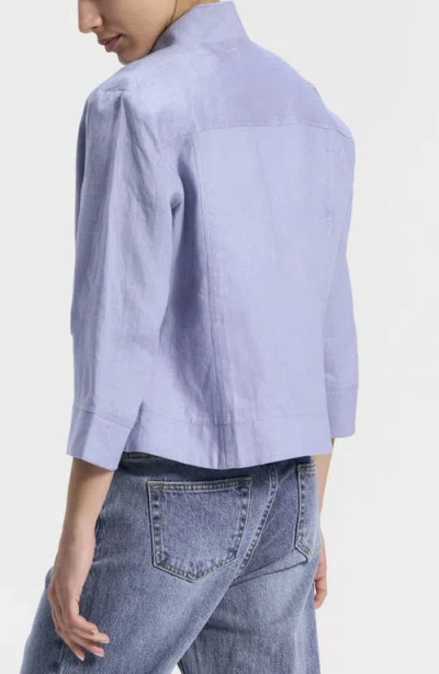Ronen Chen Cropped Linen Jacket In Blue