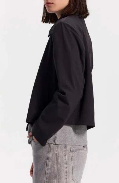 Ronen Chen Cropped Linen Jacket In Black