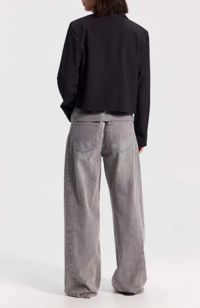 Ronen Chen Cropped Linen Jacket In Black