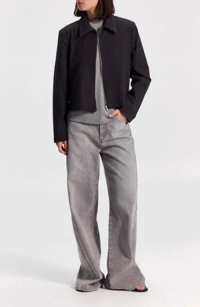 Ronen Chen Cropped Linen Jacket In Black