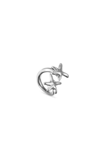 Unode50 Silver-tone Double Star Ring In Metallic