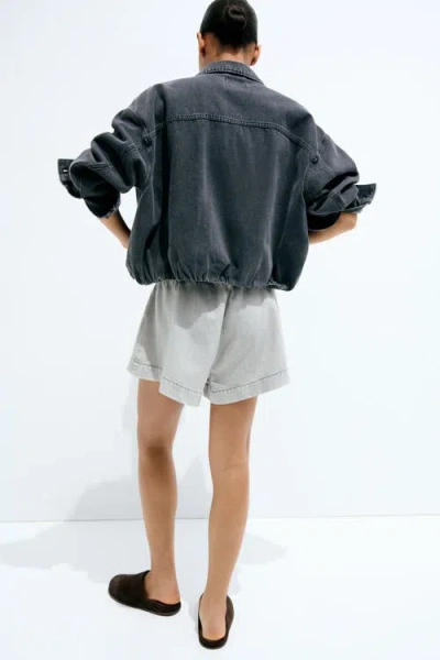 H&m Denim Pull-on Shorts In Gray