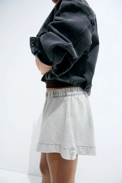 H&m Denim Pull-on Shorts In Gray