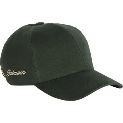 Balmain Washed Cotton Cap In Green