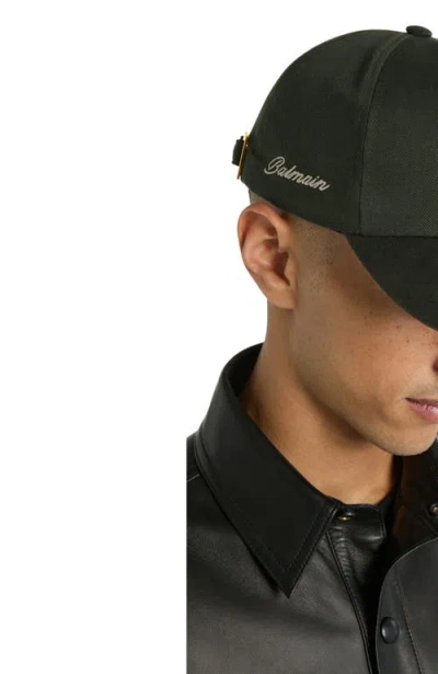 Balmain Washed Cotton Cap In Green