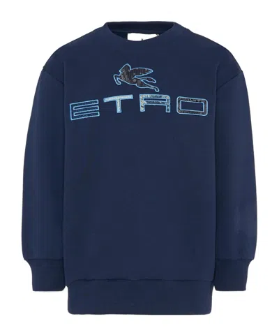 Etro Logo Round-neck Pullover In Blue