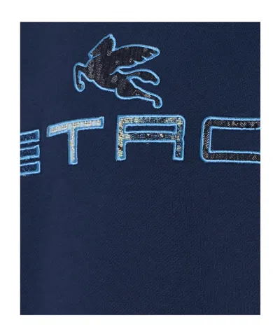 Etro Logo Round-neck Pullover In Blue