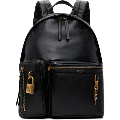 Balmain Padlock-detail Leather Backpack In Black