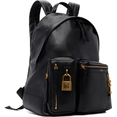 Balmain Padlock-detail Leather Backpack In Black