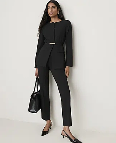 Ann Taylor Belted Split Hem Jacket In Black