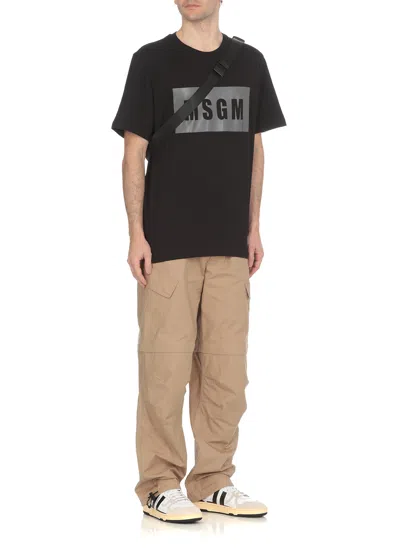 Msgm Front Logo T-shirt In Black