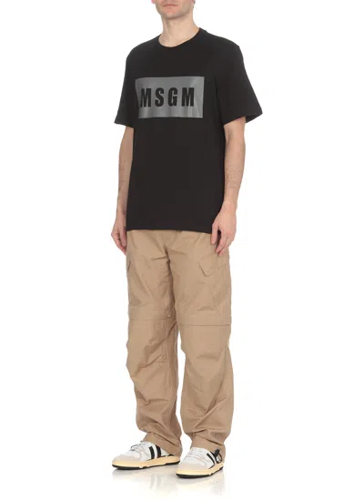 Msgm Front Logo T-shirt In Black
