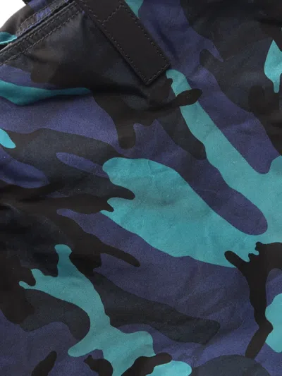 Pre-owned Prada 2000s Camouflage-pattern Tote Bag In Blue
