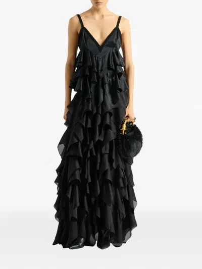 Balmain Satin Top With Thin Straps In Black
