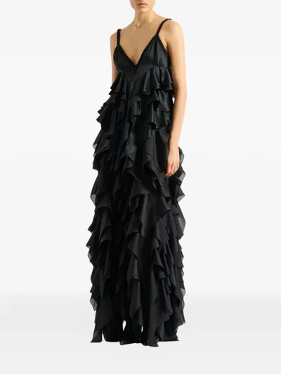 Balmain Satin Top With Thin Straps In Black