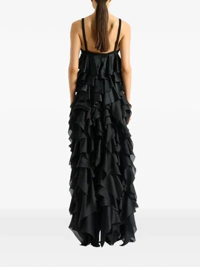 Balmain Satin Top With Thin Straps In Black