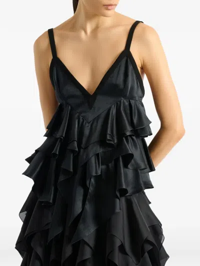 Balmain Satin Top With Thin Straps In Black
